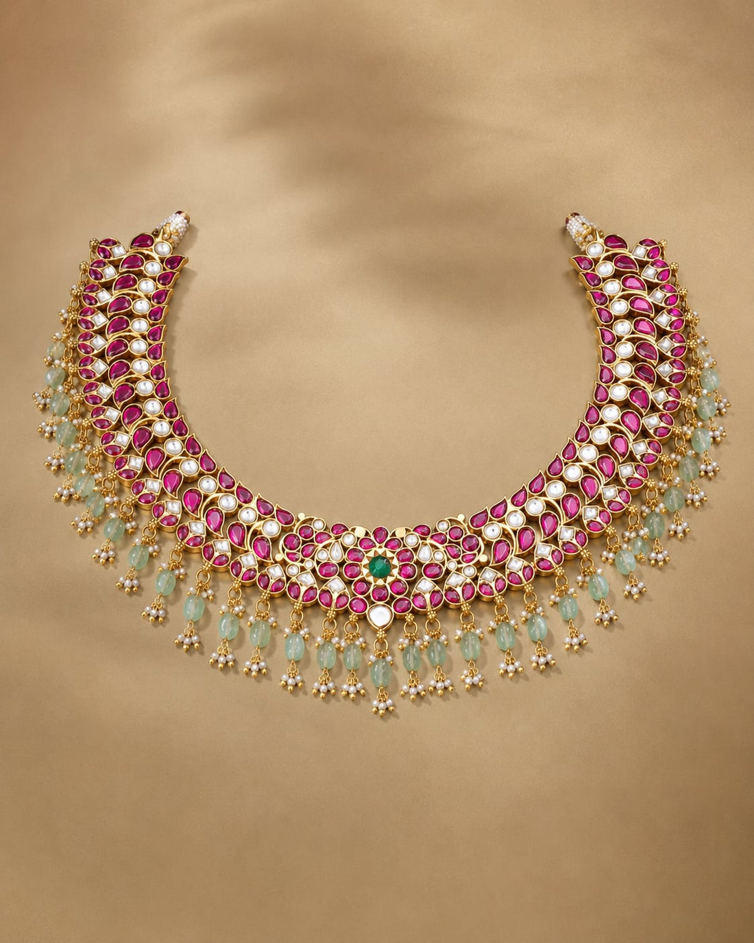 FeelOri crescent collar panel jadau kundan necklace for Indian festive necklace styling