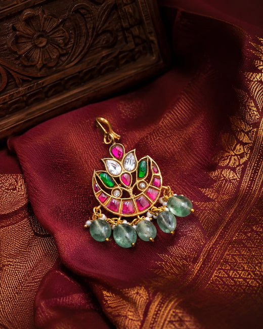 FeelOri crescent green drop jadau kundan maang tikka listed as maang tikka only main product view