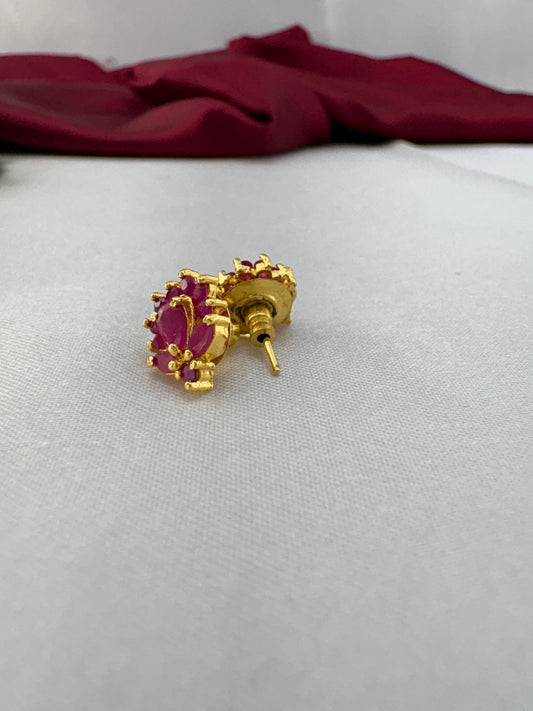 FeelOri Coral Kiss coral pink AD tops earrings side angle displaying gold post mechanism and comfortable back