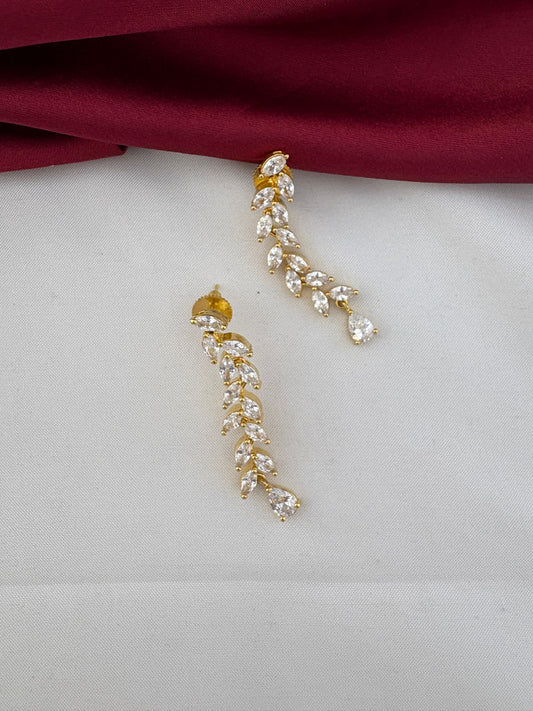 Detailed view of FeelOri Festive Dazzle AD Stone Floral Earrings from the necklace set, highlighting the marquise and teardrop stone design.