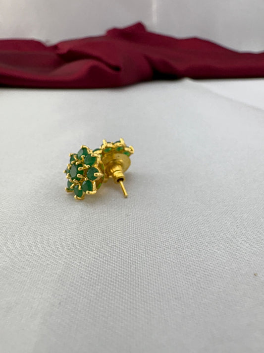 FeelOri Kelly Green bright classic AD stud earrings angled view showing gold post construction and secure back