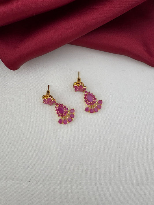 Detailed view of FeelOri Kundan Style Ruby Earrings - part of the Rajputana Look Necklace Set