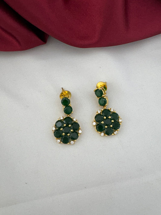 Close-up of Mayur Emerald AD earrings from the FeelOri South Festive necklace set by feelori.