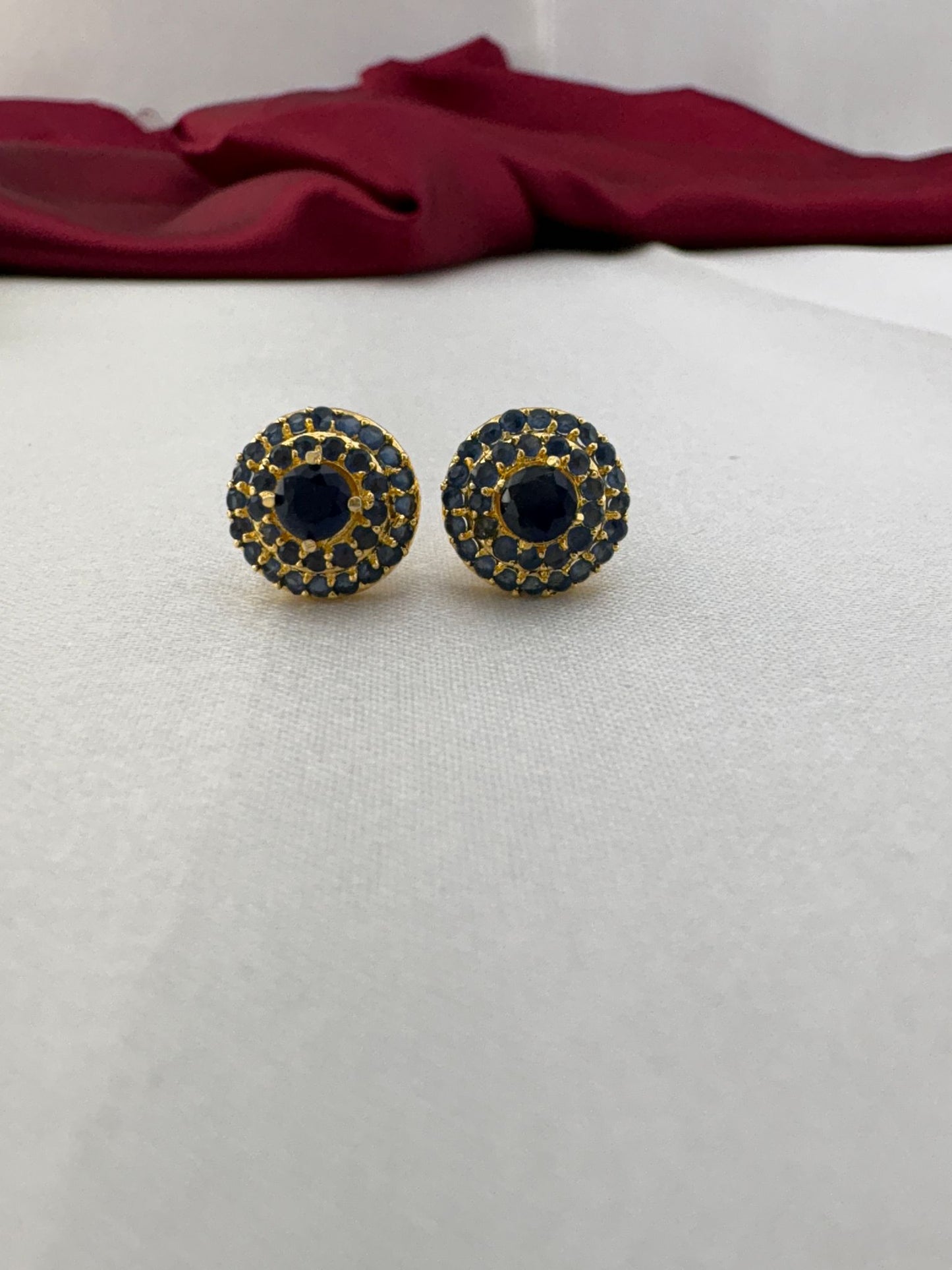 FeelOri Onyx Glow black square cut AD stud earrings pair featuring geometric design in gold setting