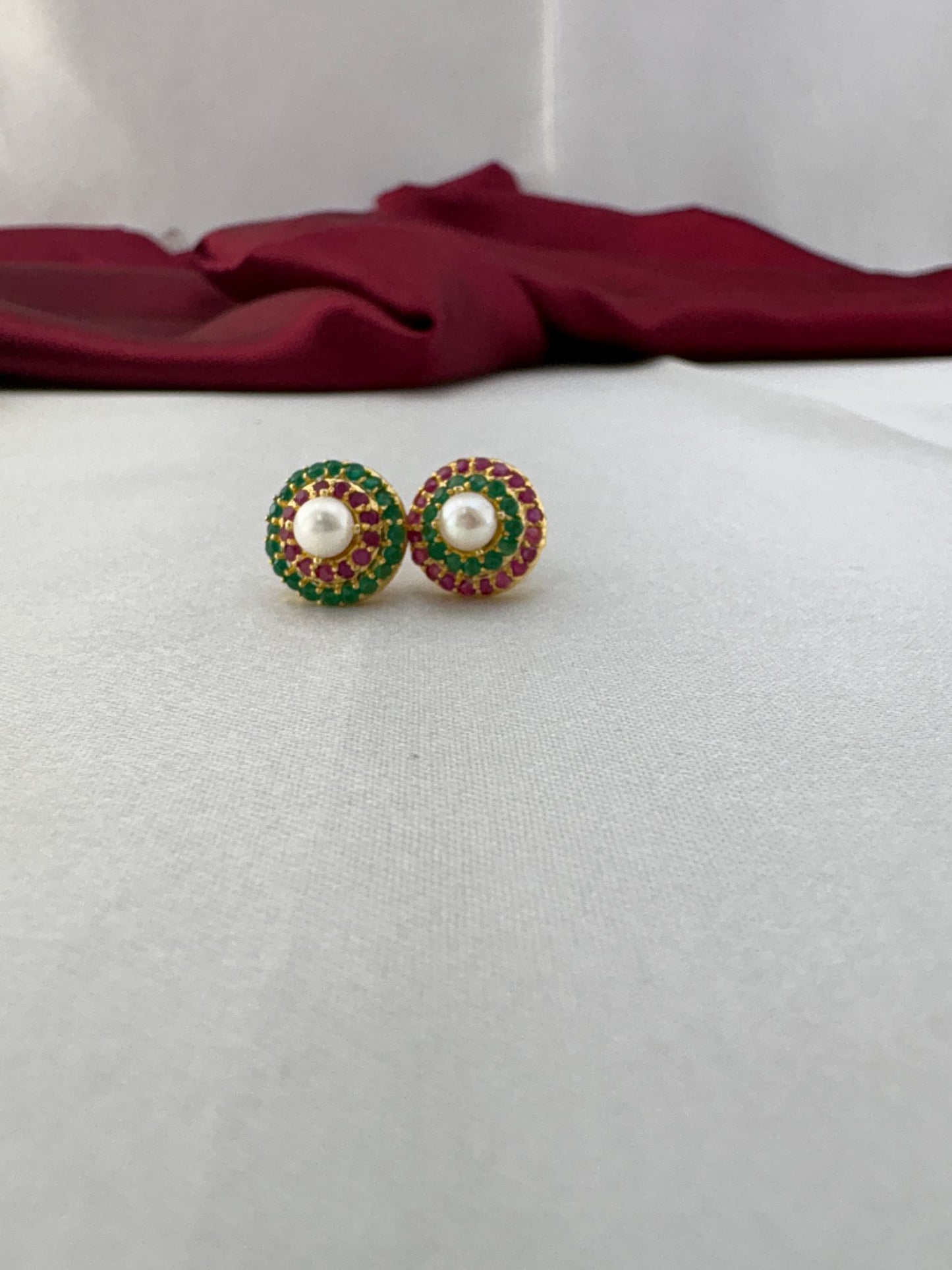 FeelOri Pastel Dream multi-color AD stud earrings pair featuring soft gemstone hues in delicate cluster design