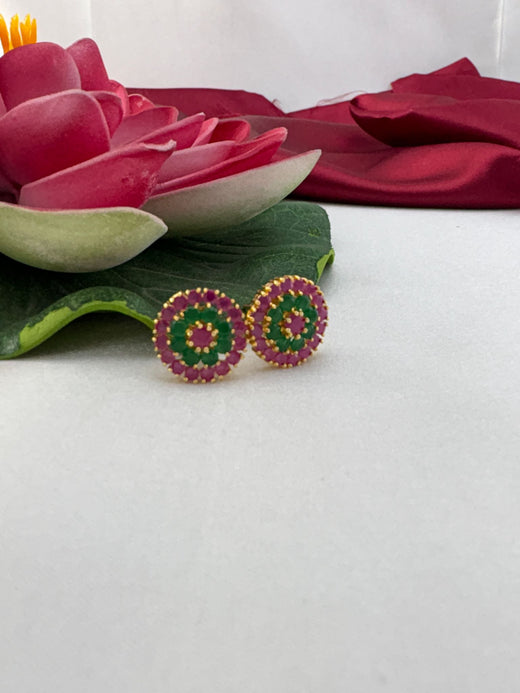 FeelOri Rose Petal and Mint Green AD tops earrings pair showcasing soft pink and mint color harmony in cluster
