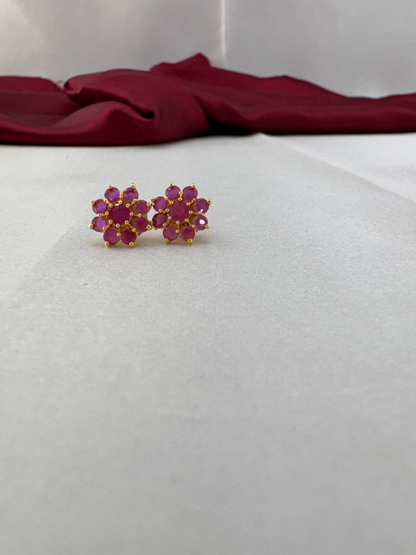 FeelOri Rose Quartz translucent pale pink AD stud earrings featuring delicate crystal-inspired soft pink tones