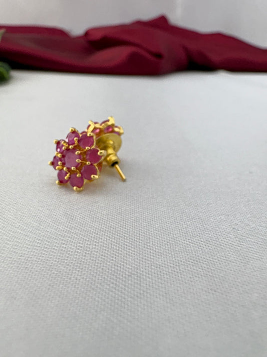 FeelOri Rose Quartz translucent pale pink AD studs angled view showing gold post construction and comfortable back