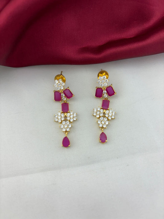 FeelOri Starburst Ruby & AD Stone Earrings - Close-up Detail