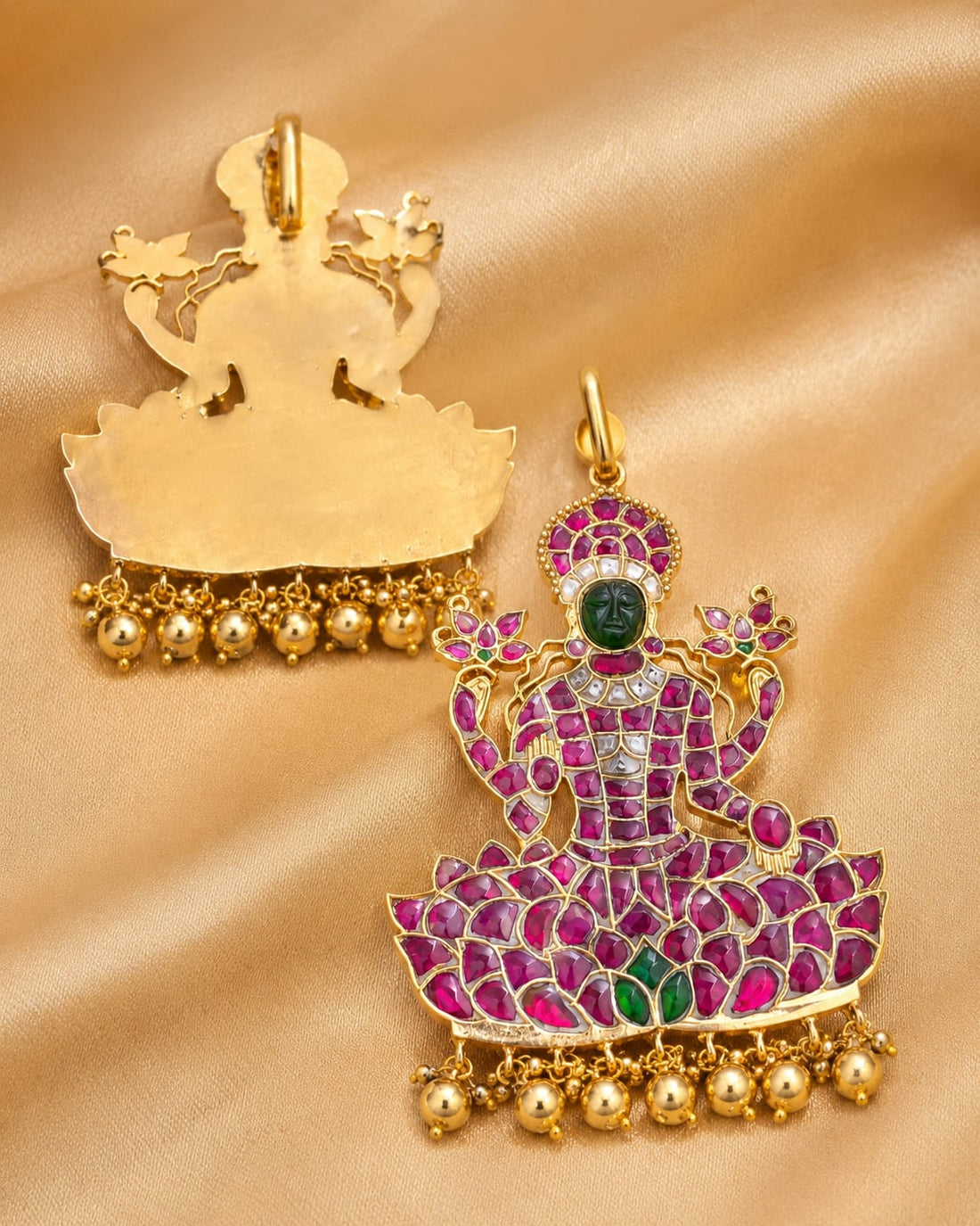 FeelOri ganesha motif temple-style pendant set listed as pendant set close-up of decorative stones and motif detail