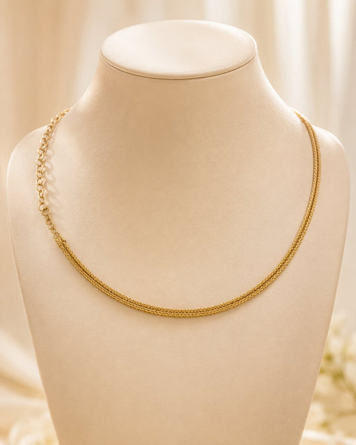 FeelOri gold-plated pendant chain on a jewellery display