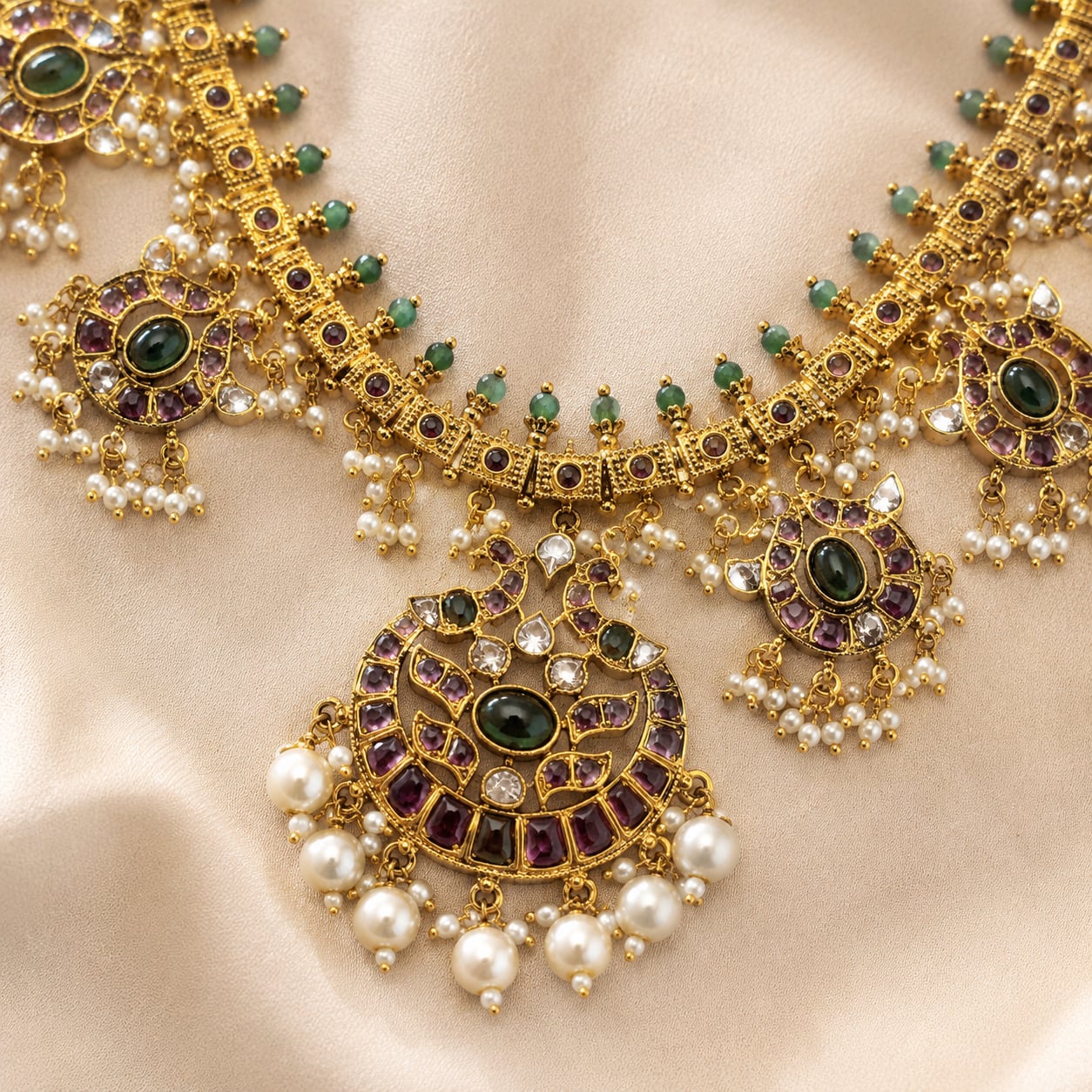 FeelOri gold-polished necklace set with matching earrings pendant and gold-polished detail