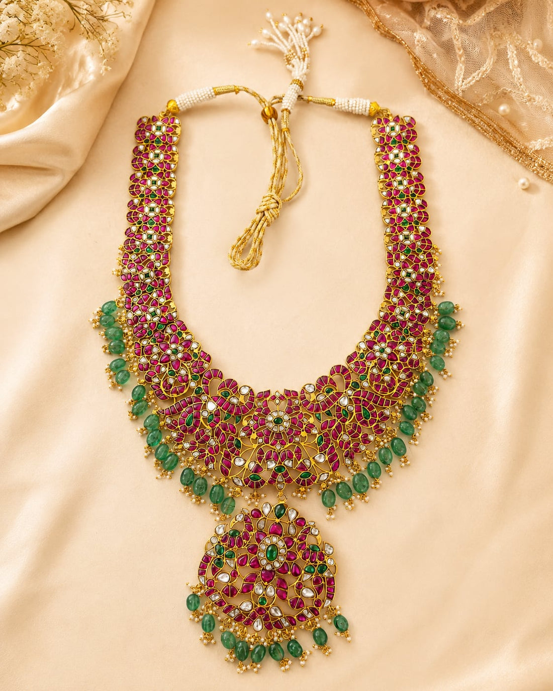 FeelOri jadau kundan long haram necklace for sarees and festive styling