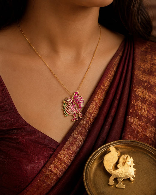FeelOri jadau kundan Annapakshi Hamsa Bird Pendant - main product view