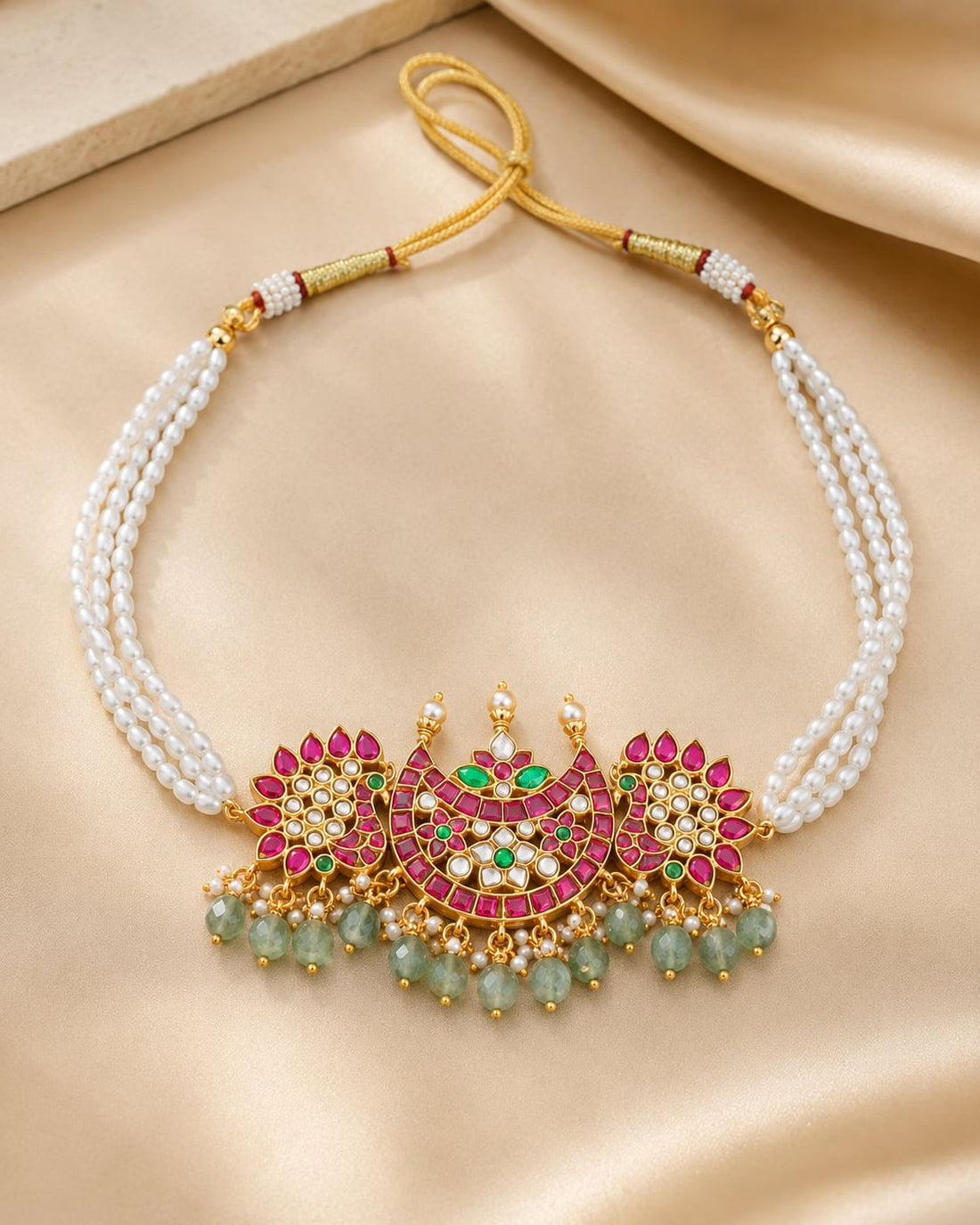 FeelOri real kempu jadau choker necklace for pattu sarees and South Indian festive styling