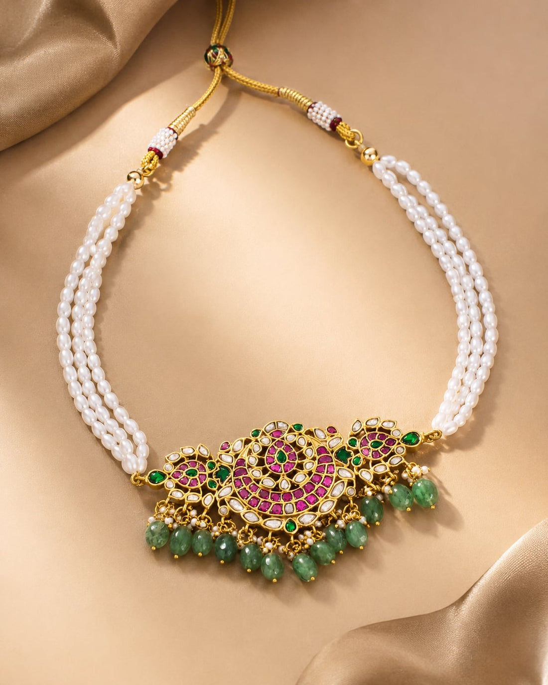 FeelOri real kempu jadau choker necklace for pattu sarees and South Indian festive styling