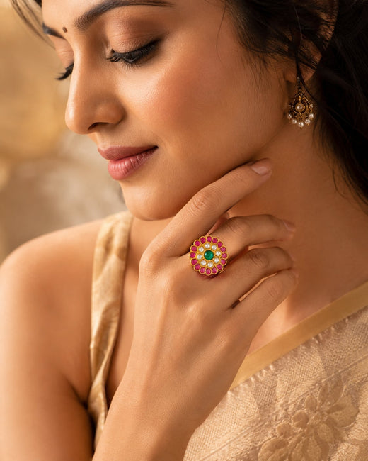 FeelOri jadau kundan finger ring for Indian occasion styling