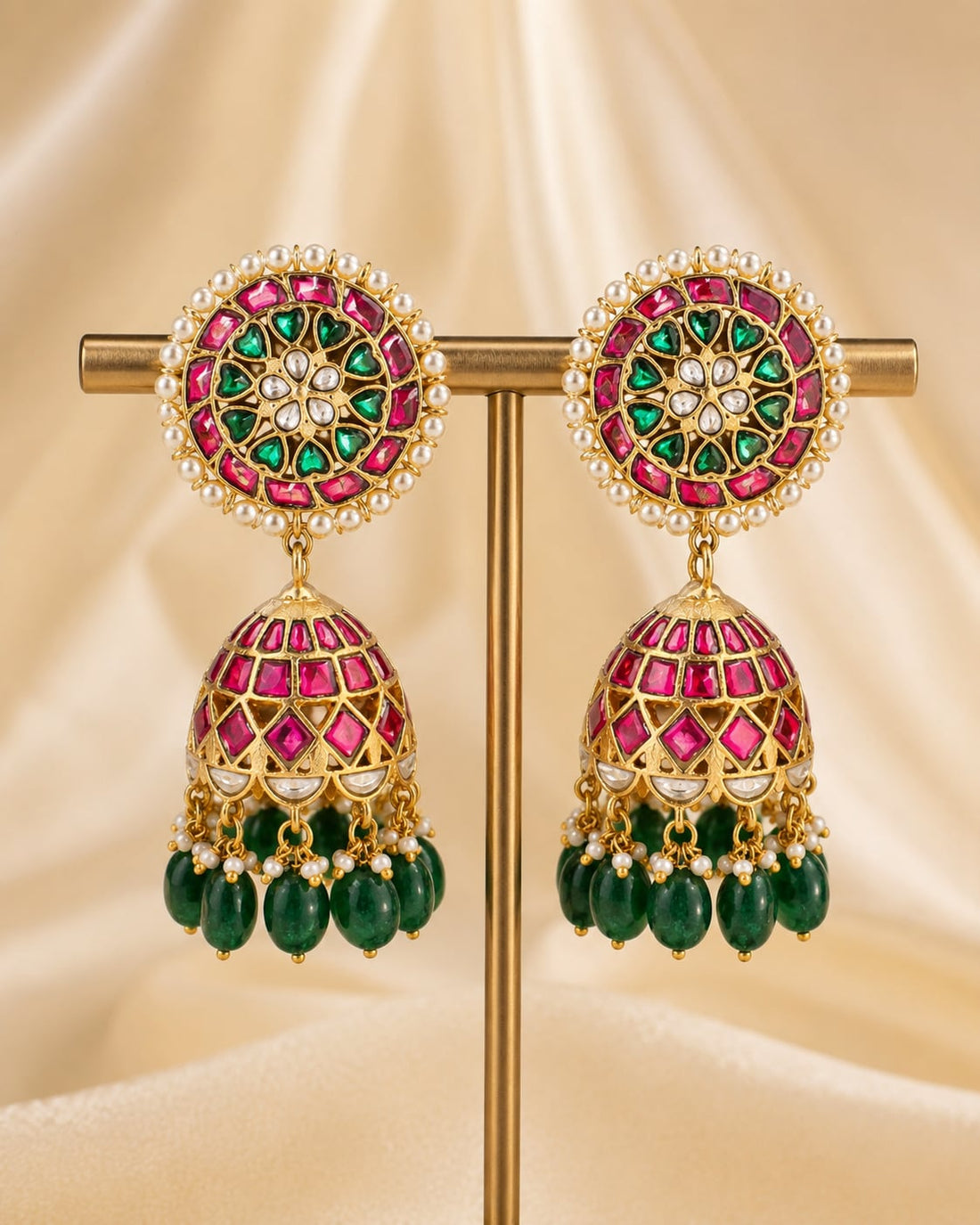 FeelOri real kempu jadau jhumka earrings for sarees, kurtas, and festive styling