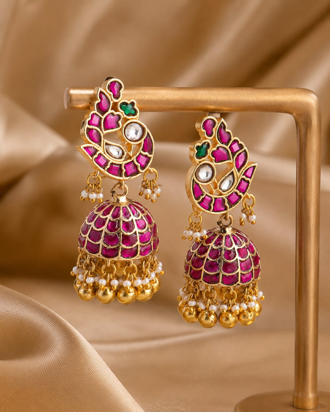 FeelOri real kempu jadau jhumka earrings for sarees, kurtas, and festive styling