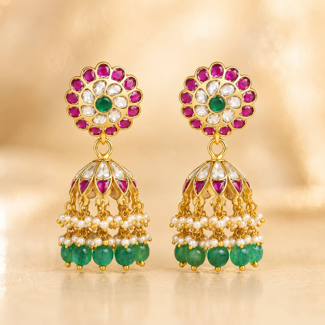 FeelOri real kempu jadau jhumka earrings for sarees, kurtas, and festive styling