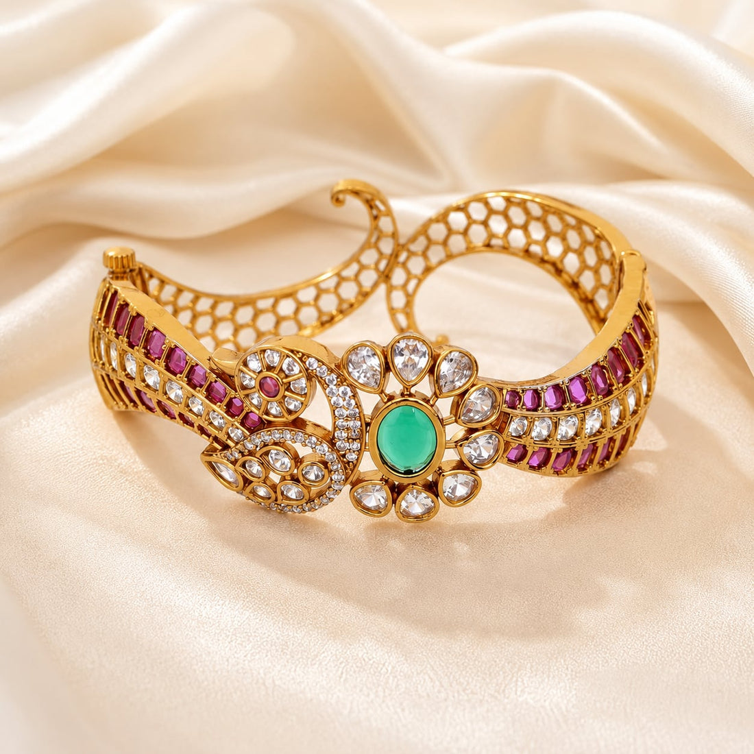 FeelOri ruby-tone and emerald-tone bangles for festive stacking and Indian occasion wear