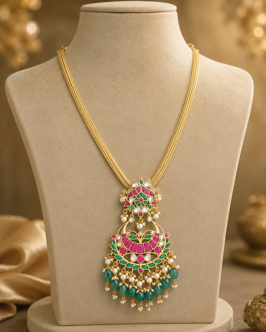 FeelOri tiered floral jadau kundan pendant set listed as pendant set main product view