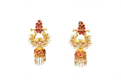 FeelOri Makarakundanalu traditional gold-finish earrings, detailed view for blog post, showcasing intricate design.