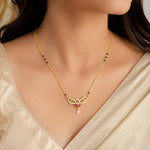 FeelOri black-bead mangalsutra necklace with gold-polished pendant detail