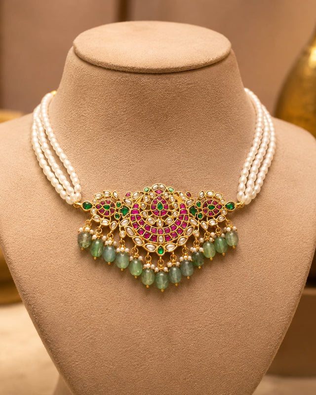 FeelOri Jadau Kundan choker necklace for pattu saree styling