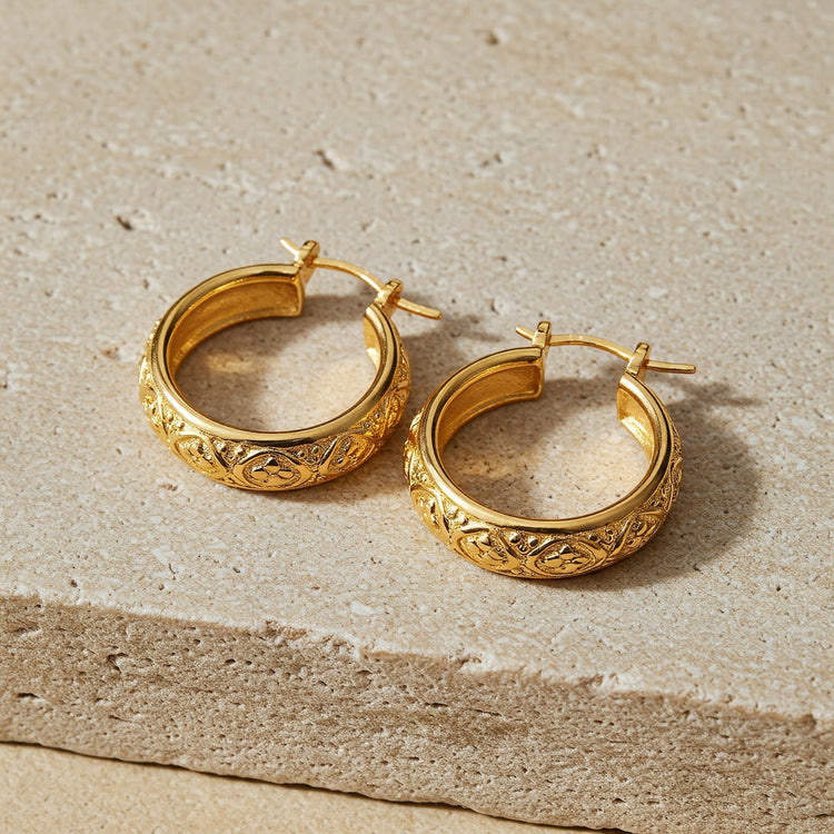 Image representing the Feelori Bali Earrings category, showing classic hoops with refined traditional Bali-style detailing.