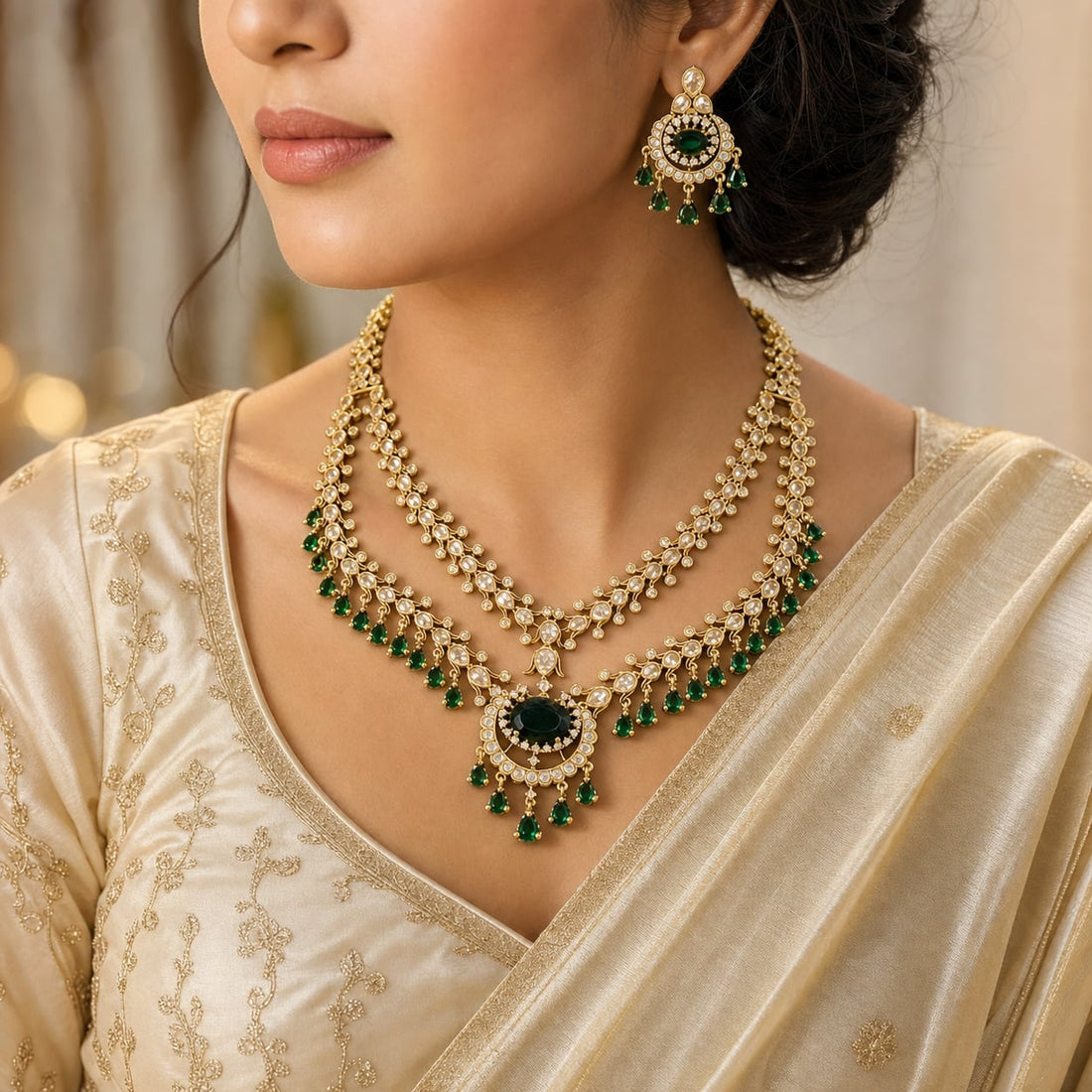 Emerald-green necklace sets