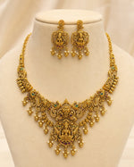 Antique gold-polished temple jewellery necklace set by FeelOri