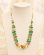 FeelOri mint green cube bead and pearl-look layered necklace