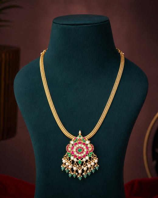 FeelOri antique floral jadau kundan pendant set listed as pendant set main product view