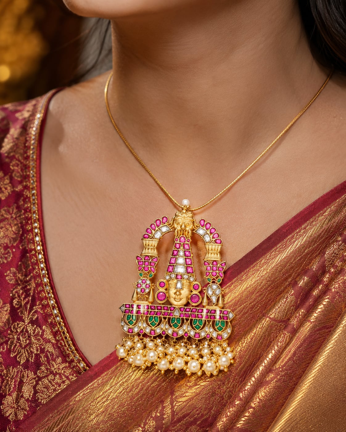 FeelOri balaji arch temple-style pendant listed as pendant only on jewellery display