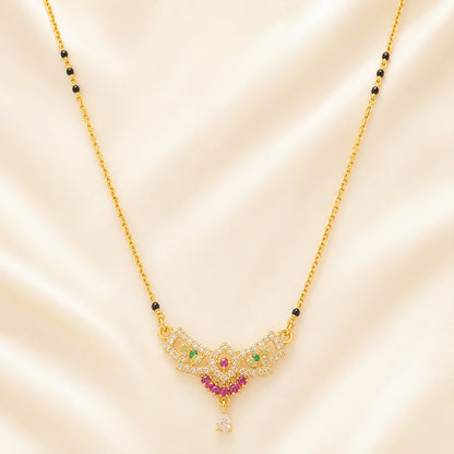 FeelOri black-bead mangalsutra pendant necklace pendant and gold-polished detail