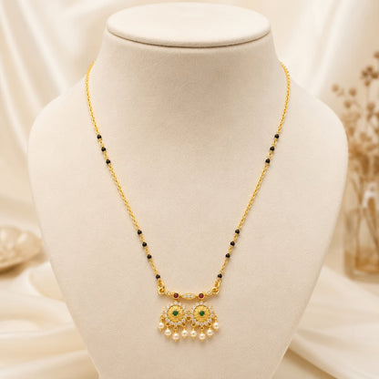 FeelOri black-bead mangalsutra pendant necklace on jewellery display