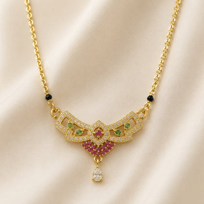 FeelOri black-bead mangalsutra pendant necklace on jewellery display