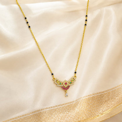 FeelOri black-bead mangalsutra pendant necklace for sarees and festive styling