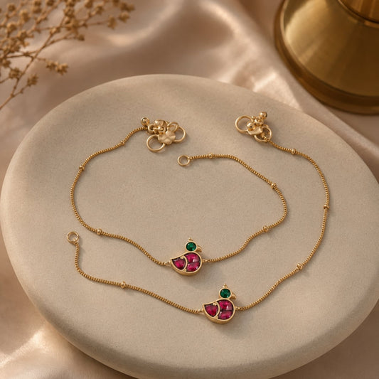 FeelOri classic ruby green jadau kundan payal anklets listed as a pair of anklets main product view