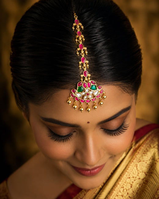 FeelOri crescent chain jadau kundan maang tikka listed as maang tikka only on jewellery display