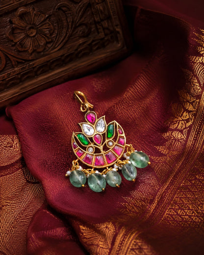 FeelOri crescent green drop jadau kundan maang tikka listed as maang tikka only main product view