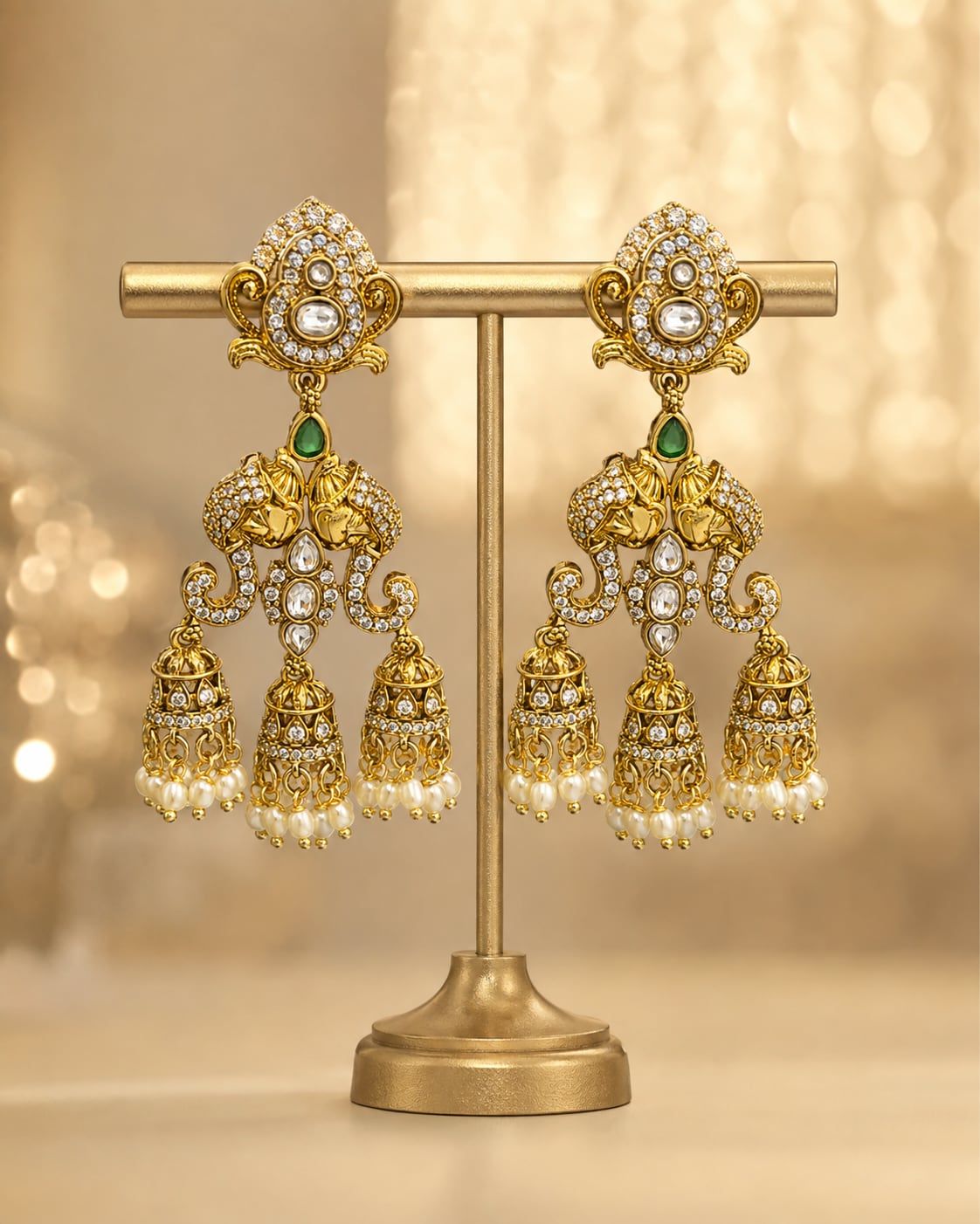 FeelOri emerald earrings on jewellery display
