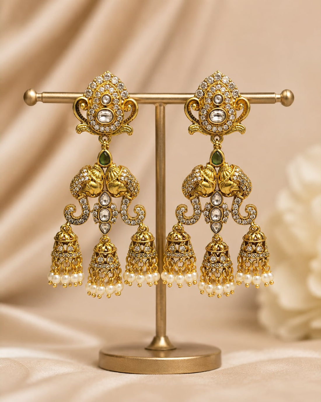 FeelOri emerald earrings for sarees, kurtas, and festive styling