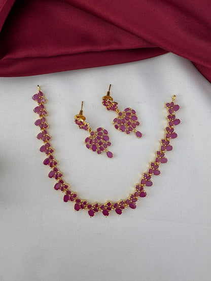 FeelOri Classic Original Ruby Short Necklace Set with matching earrings. Timeless jewelry by feelori.