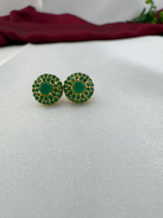 FeelOri Forest Jewel dark green AD stud earrings pair highlighting rich emerald tones in cluster formation