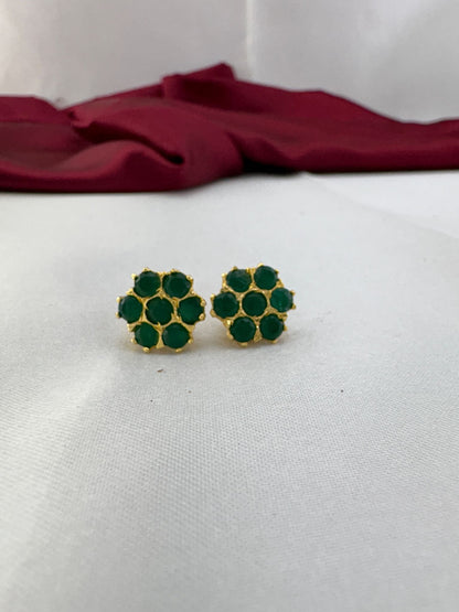 FeelOri Forest Jewel dark green AD stud earrings pair featuring deep emerald forest tones in rich cluster design