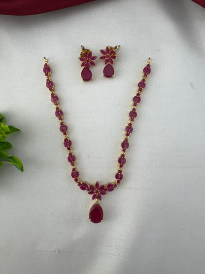 FeelOri Heritage Original Ruby Short Necklace Set - Clear angled view of the ruby necklace and matching earrings.