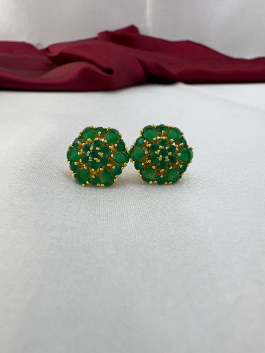 FeelOri Jade Vine green AD tops earrings pair featuring authentic jade-inspired green tones in elegant cluster