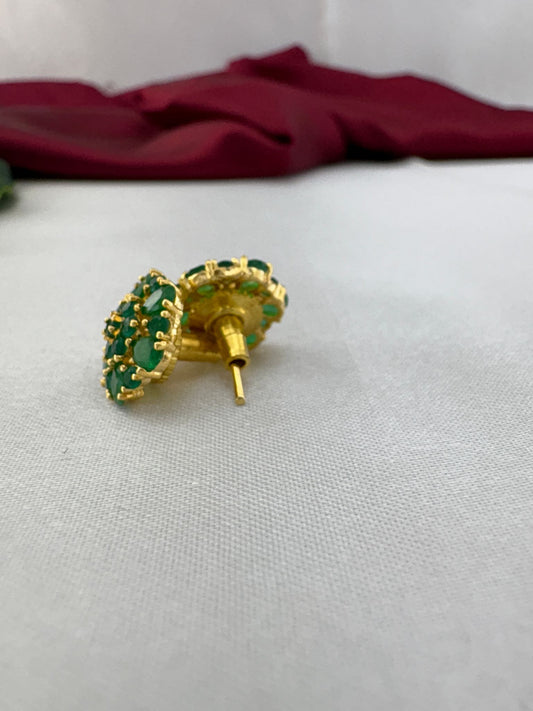 FeelOri Jade Vine green AD tops earrings side angle showing gold post construction and premium back fitting